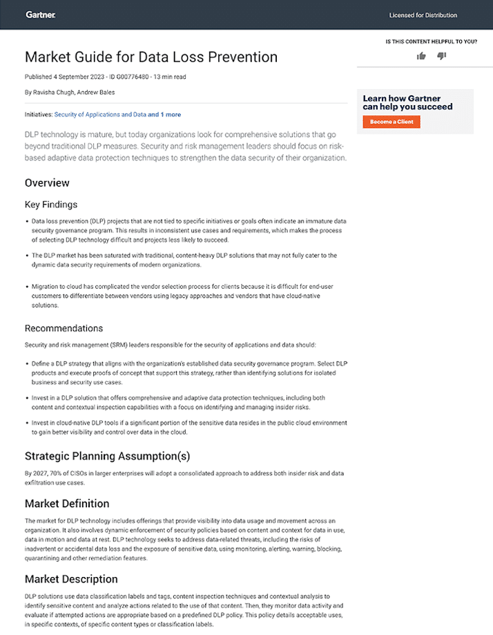 2023 Gartner® Market Guide for Data Loss Prevention Report image