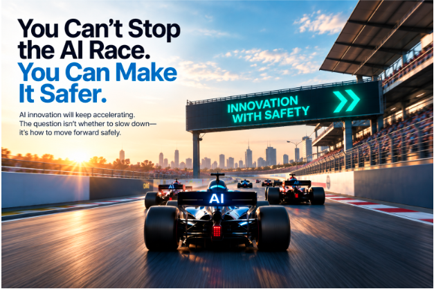 AI generated image of Formula 1 race car going toward innovation safety